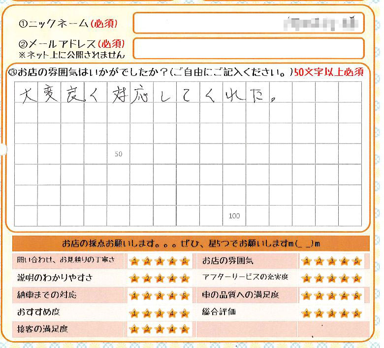 大変良く対応してくれました。